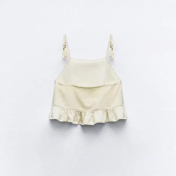 zara 자라 테슬 스트랩 러스틱 탑 , 펀칭 자수 미디 스커트 셋업 세트 새상품 - 5번째 이미지