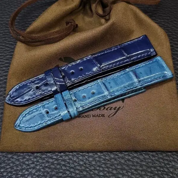 더블사이드 악어스트랩 블랙,브라운,레드,그린,그레이,블루 수제명품시계밴드 - 8번째 이미지